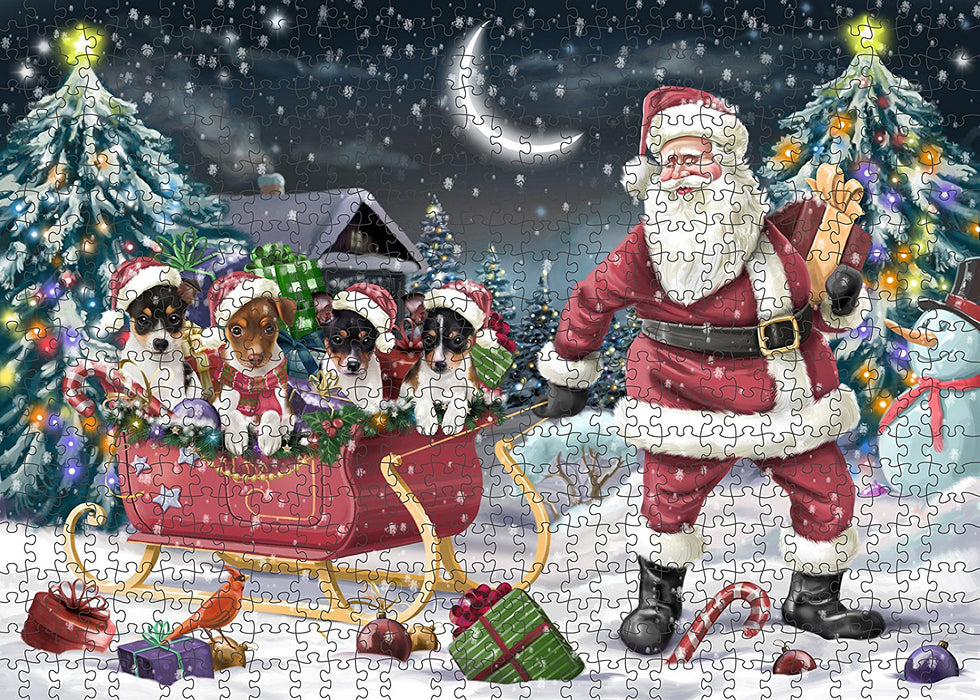 Santa Sled Dogs Rat Terrier Christmas Puzzle  PUZL966