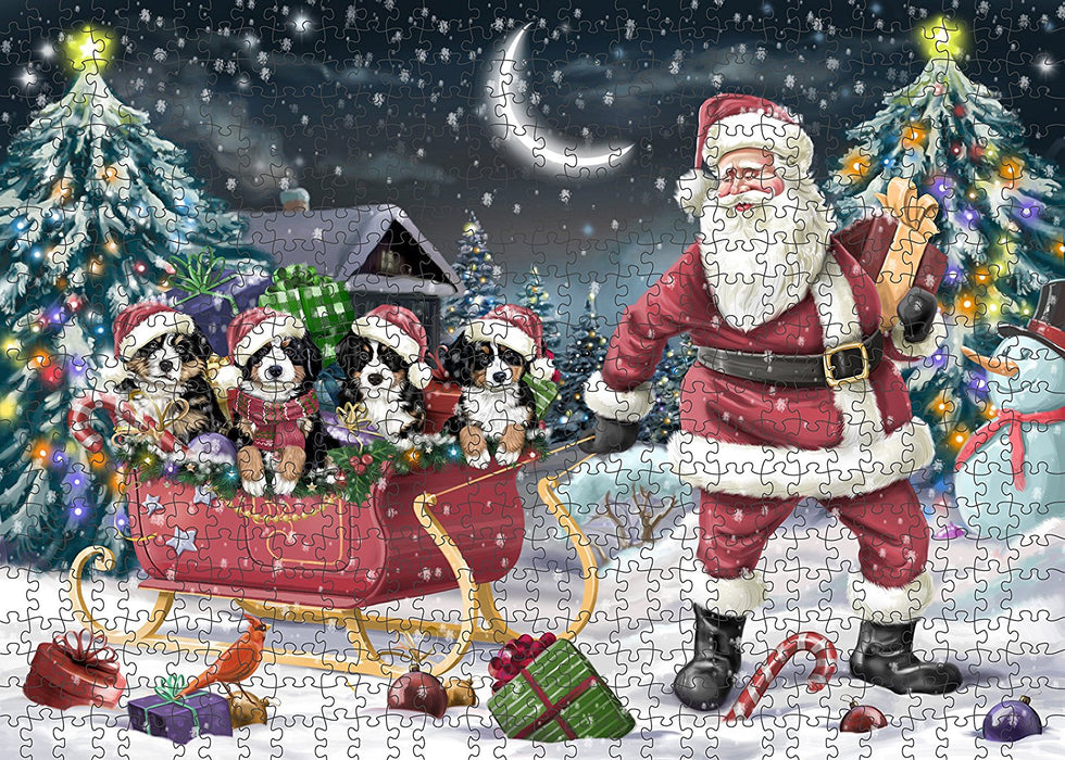 Santa Sled Dogs Bernese Mountain Christmas Puzzle  PUZL939