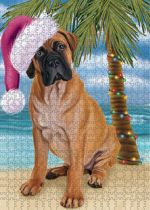 Summertime Bullmastiff Dog on Beach Christmas Puzzle with Photo Tin PUZL1200