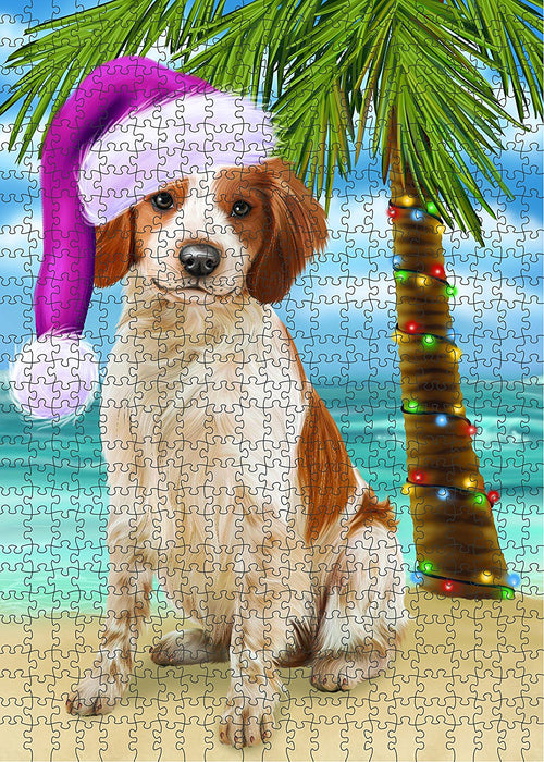Summertime Brittany Spaniel Dog on Beach Christmas Puzzle with Photo Tin PUZL1188