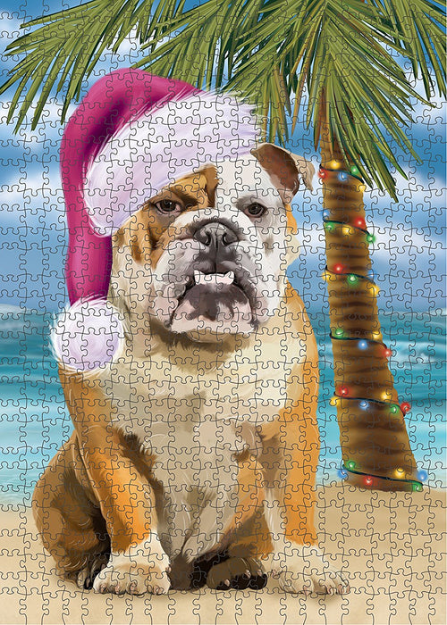 Summertime English Bulldog on Beach Christmas Puzzle with Photo Tin PUZL1254