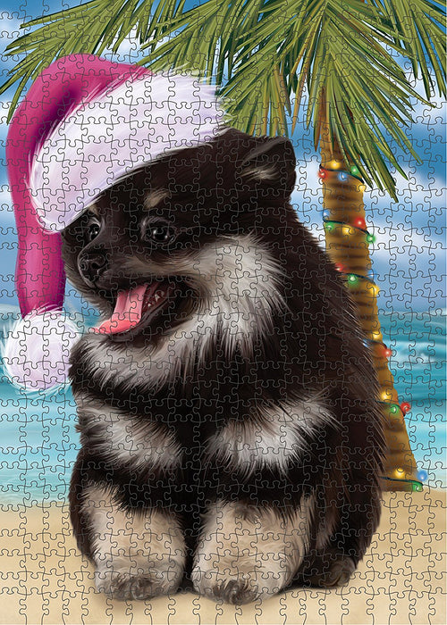 Summertime Pomeranian Spitz Dog on Beach Christmas Puzzle with Photo Tin PUZL1326