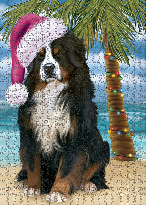 Summertime Bernese Mountain Dog on Beach Christmas Puzzle with Photo Tin PUZL1158
