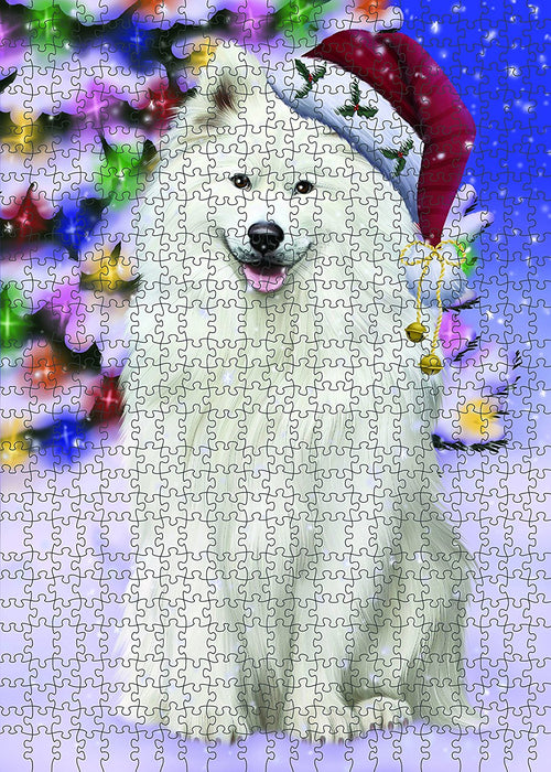 Winter Wonderland Samoyed Adult Dog Christmas Puzzle with Photo Tin PUZL1071