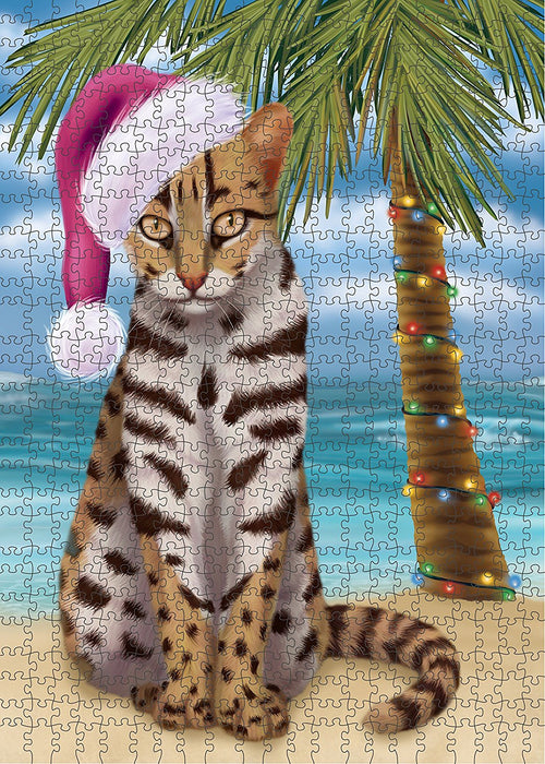 Summertime Asian Leopard Cat on Beach Christmas Puzzle with Photo Tin PUZL1134