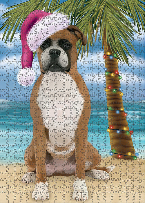 Summertime Boxer Dog on Beach Christmas Puzzle with Photo Tin PUZL1170