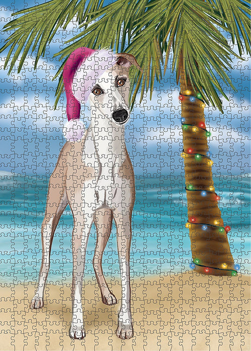 Summertime Whippet Dog on Beach Christmas Puzzle with Photo Tin PUZL1404