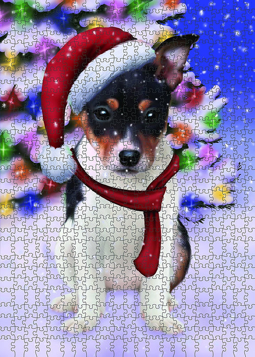 Winter Wonderland Rat Terrier Puppy Christmas Puzzle  PUZL1068