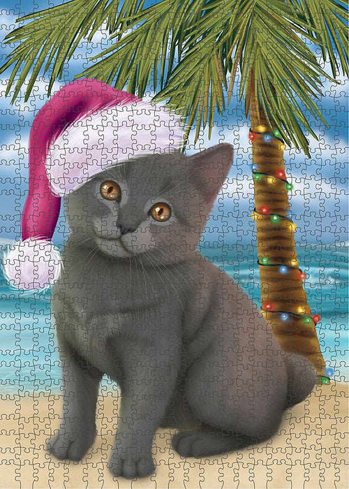 Summertime Chartreux Kitten on Beach Christmas Puzzle  PUZL1209