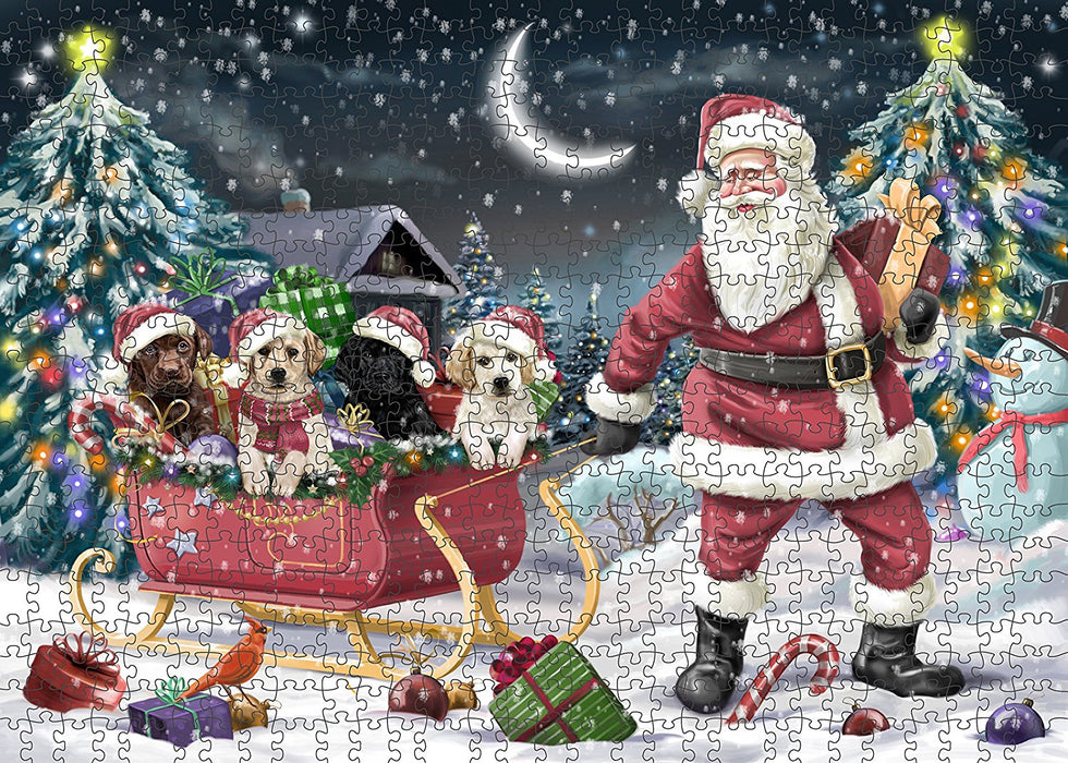 Santa Sled Dogs Labrador Christmas Puzzle with Photo Tin PUZL996