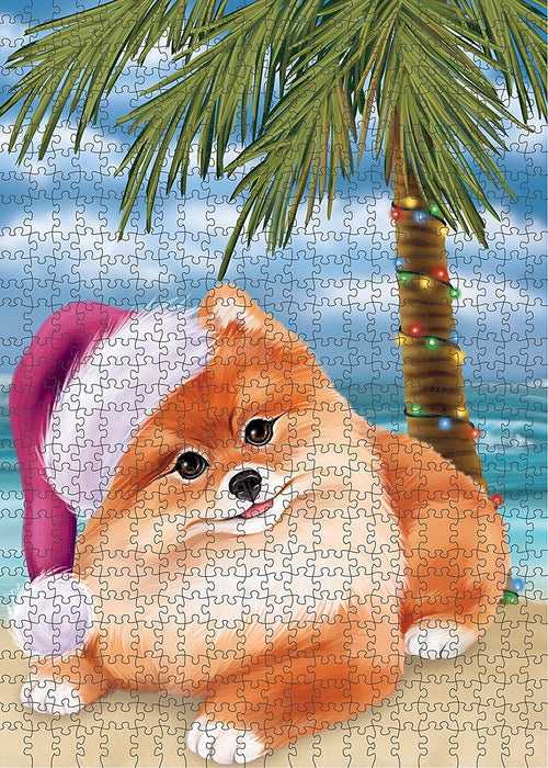 Summertime Pomeranian Dog on Beach Christmas Puzzle with Photo Tin PUZL1323