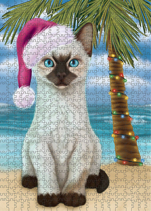 Summertime Siamese Kitten on Beach Christmas Puzzle with Photo Tin PUZL1383