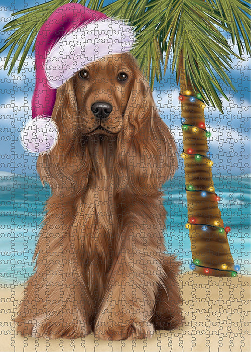 Summertime Cocker Spaniel Dog on Beach Christmas Puzzle with Photo Tin PUZL1230