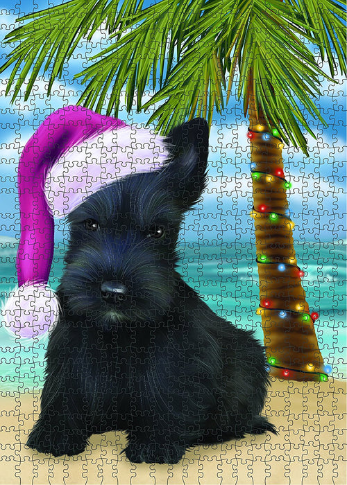 Summertime Scottish Terrier Dog on Beach Christmas Puzzle with Photo Tin PUZL1371