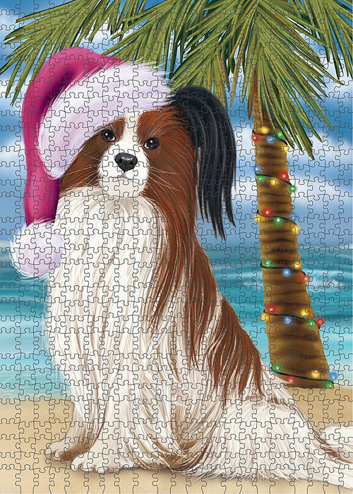Summertime Papillon Dog on Beach Christmas Puzzle  PUZL1305