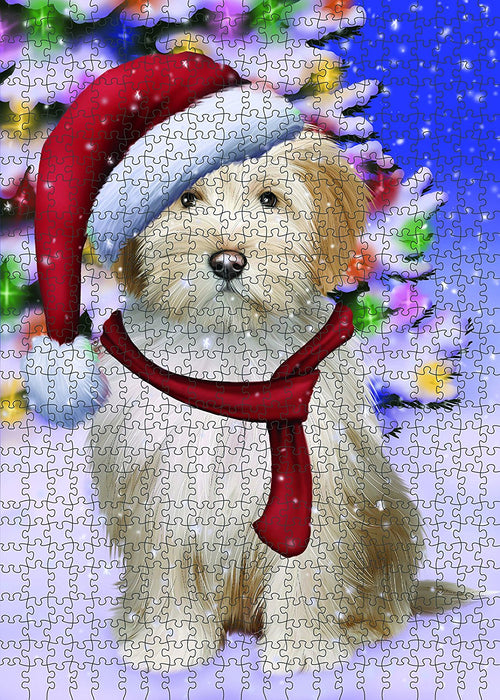 Winter Wonderland Tibetan Terrier Puppy Christmas Puzzle with Photo Tin PUZL1080