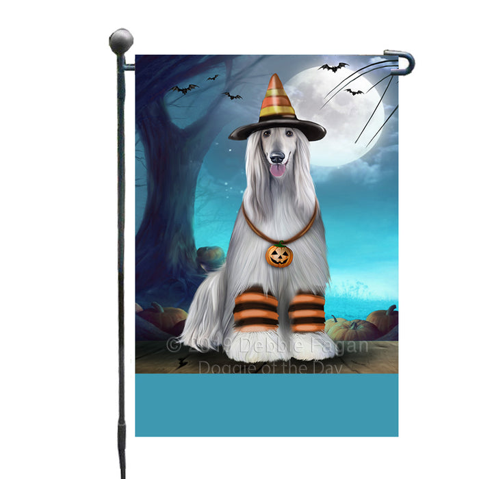Personalized Happy Halloween Trick or Treat Afghan Hound Dog Candy Corn Custom Garden Flag GFLG64390