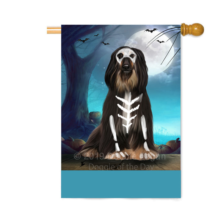 Personalized Happy Halloween Trick or Treat Afghan Hound Dog Skeleton Custom House Flag FLG64191