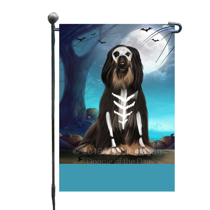 Personalized Happy Halloween Trick or Treat Afghan Hound Dog Skeleton Custom Garden Flag GFLG64500