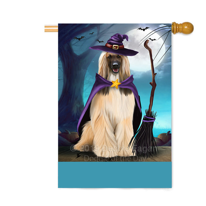 Personalized Happy Halloween Trick or Treat Afghan Hound Dog Witch Custom House Flag FLG64246