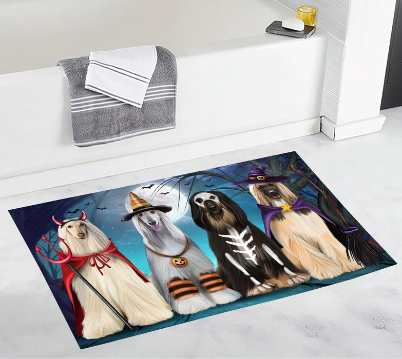 Halloween Trick or Teat Afghan Hound Dogs Bath Mat