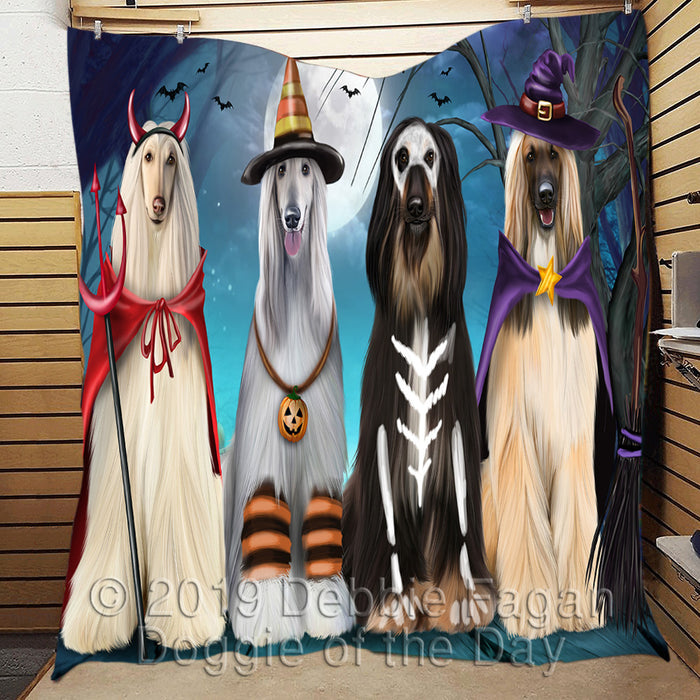 Happy Halloween Trick or Treat Afghan Hound Dogs Lightweight Soft Bedspread Coverlet Bedding Quilt QUILT60126