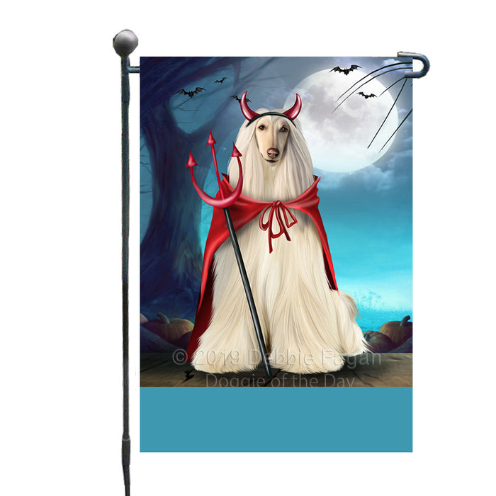 Personalized Happy Halloween Trick or Treat Afghan Hound Dog Devil Custom Garden Flag GFLG64445