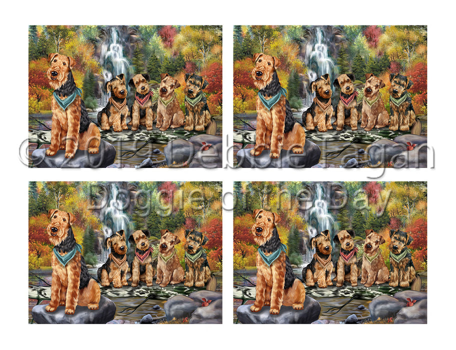 Scenic Waterfall Airedale Dogs Placemat