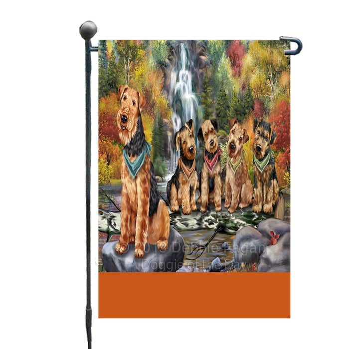 Personalized Scenic Waterfall Airedale Dogs Custom Garden Flags GFLG-DOTD-A60816