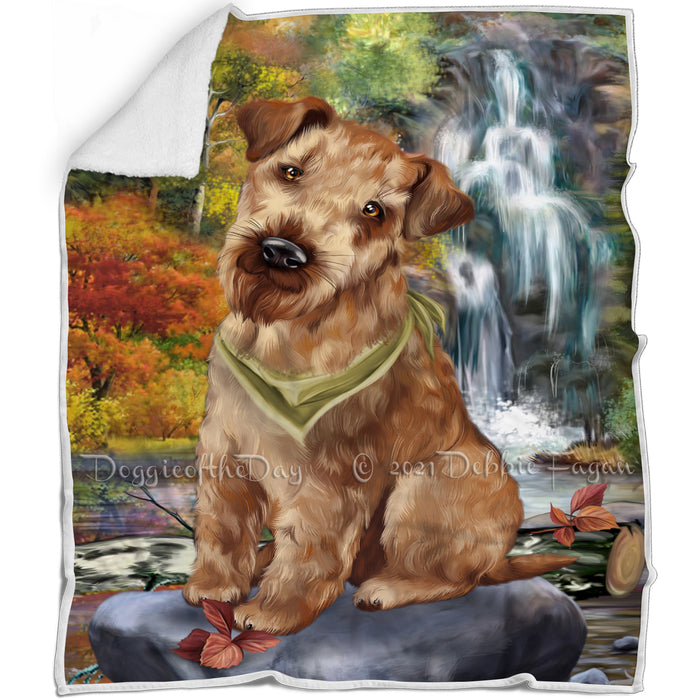 Scenic Waterfall Airedale Terrier Dog Blanket BLNKT67368