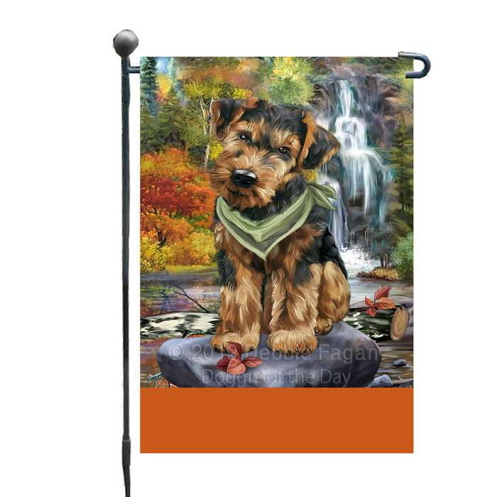 Personalized Scenic Waterfall Airedale Dog Custom Garden Flags GFLG-DOTD-A60818