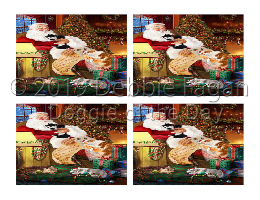 Santa Sleeping with American Curl Cats Placemat
