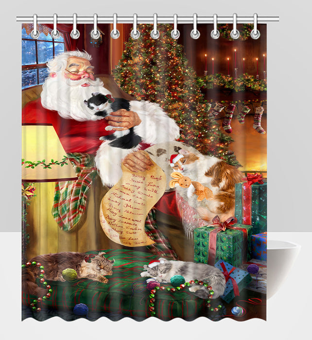 Santa Sleeping with American Curl Cats Shower Curtain