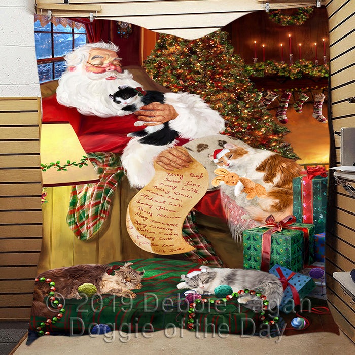 Santa Sleeping with American Curl Cats Quilt