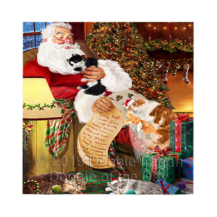 Santa Sleeping with American Curl Cats Square Towel 