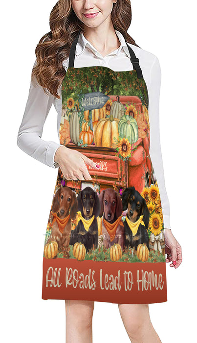 All Roads Lead to Home Orange Truck Harvest Fall Pumpkin Dachshund Dogs Cooking Kitchen Adjustable Apron