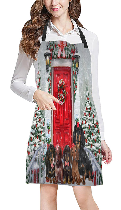 Christmas Holiday Welcome Red Door Dachshund Dogs Cooking Kitchen Adjustable Apron