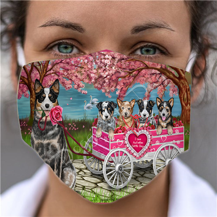I Love Australian Cattle Dogs in a Cart Face Mask FM48111
