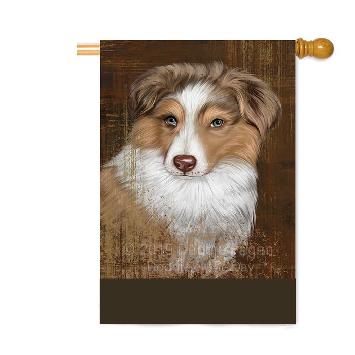 Personalized Rustic Australian Shepherd Dog Custom House Flag FLG64479