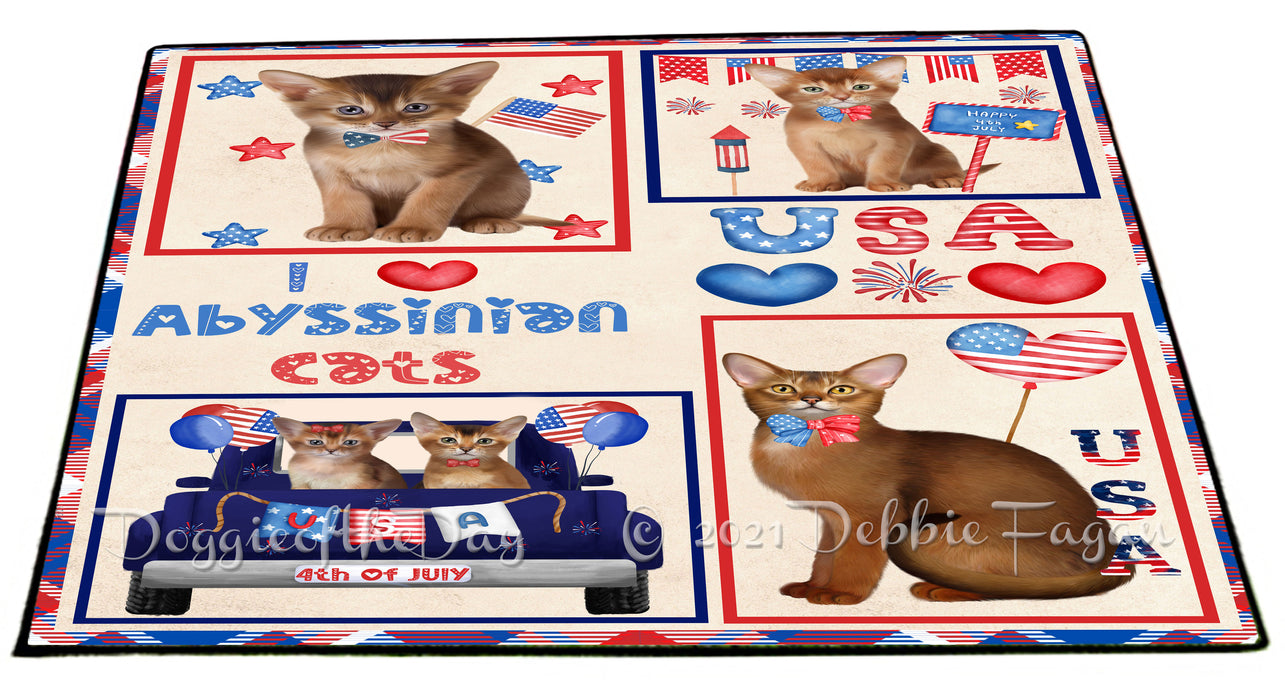 4th of July Independence Day I Love USA Abyssinian Cats Floormat FLMS56062 Floormat FLMS56062
