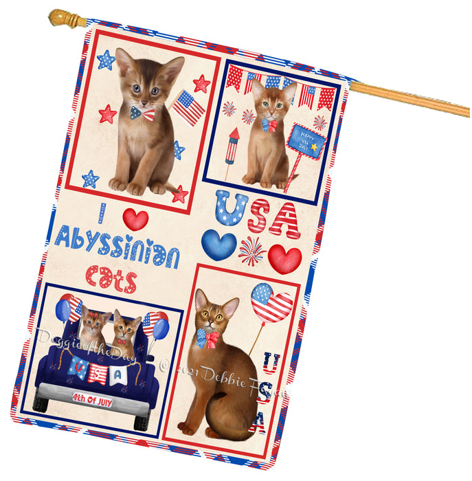 4th of July Independence Day I Love USA Abyssinian Cats House flag FLG66908