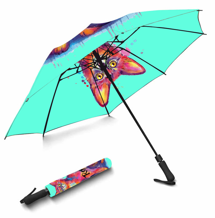 Custom Pet Name Personalized Watercolor Abyssinian CatSemi-Automatic Foldable Umbrella