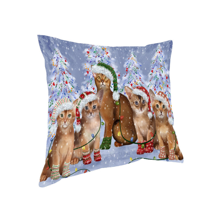 Christmas Lights and Abyssinian Cats Pillow with Top Quality High-Resolution Images - Ultra Soft Pet Pillows for Sleeping - Reversible & Comfort - Ideal Gift for Dog Lover - Cushion for Sofa Couch Bed - 100% Polyester