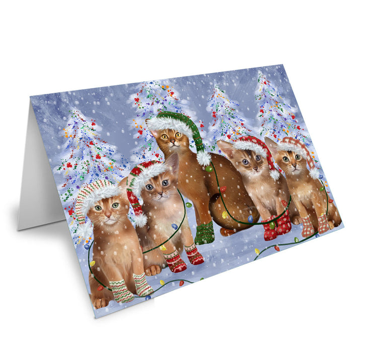 Christmas Lights and Abyssinian Cats Handmade Artwork Assorted Pets Greeting Cards and Note Cards with Envelopes for All Occasions and Holiday Seasons