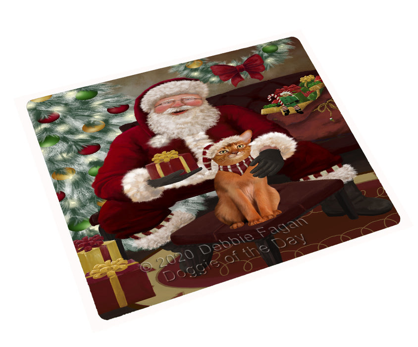Santa's Christmas Surprise Abyssinian Cat Cutting Board - Easy Grip Non-Slip Dishwasher Safe Chopping Board Vegetables C78514