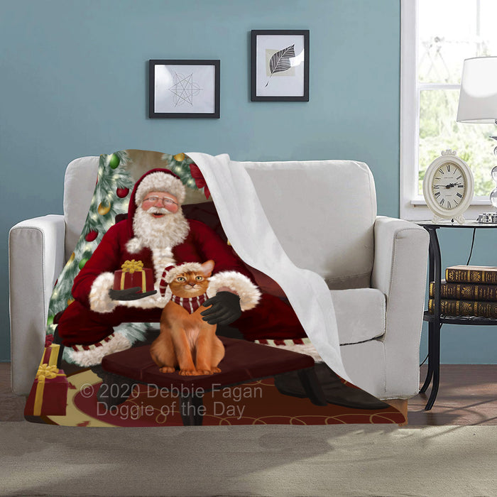 Santa's Christmas Surprise Abyssinian Cat Blanket BLNKT142023