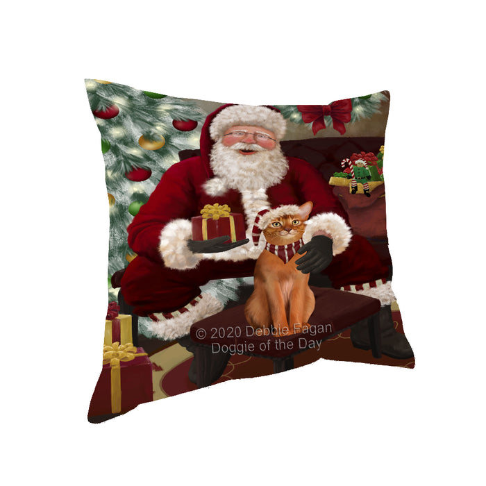 Santa's Christmas Surprise Abyssinian Cat Pillow PIL87032
