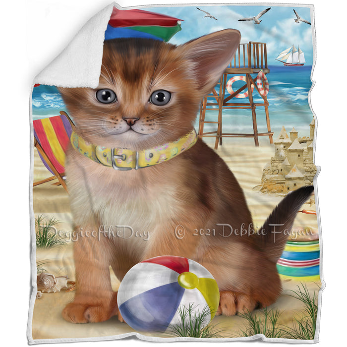 Pet Friendly Beach Abyssinian Cat Blanket BLNKT104772