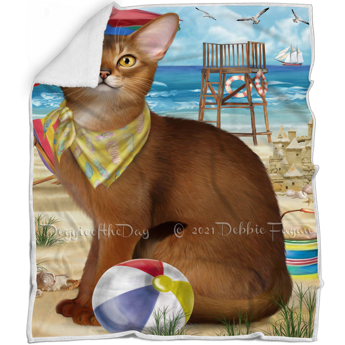 Pet Friendly Beach Abyssinian Cat Blanket BLNKT104781