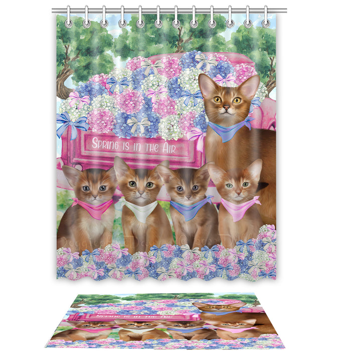 Abyssinian Shower Curtain & Bath Mat Set - Explore a Variety of Personalized Designs - Custom Rug and Curtains with hooks for Bathroom Decor - Pet and Cat Lovers Gift